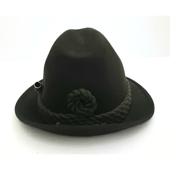 VTG Huckel Tyrolean Dk Green Wool Felt Hunting Mountain Hat Sz M /22" Braid Trim - Picture 6 of 12